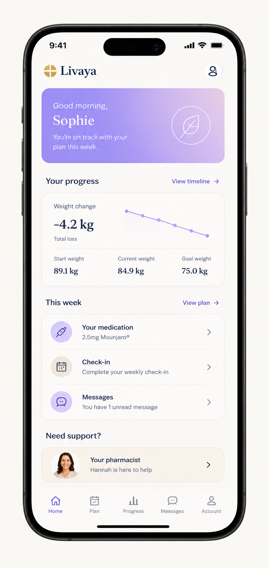 Livaya patient app on iPhone